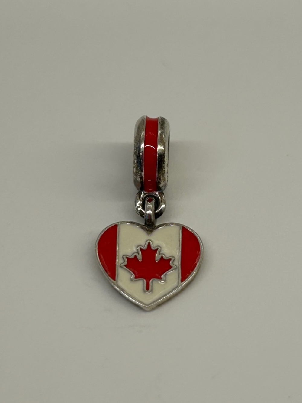 Authentic Retired Sterling Silver Pandora Canada Heart Flag Charm Bead